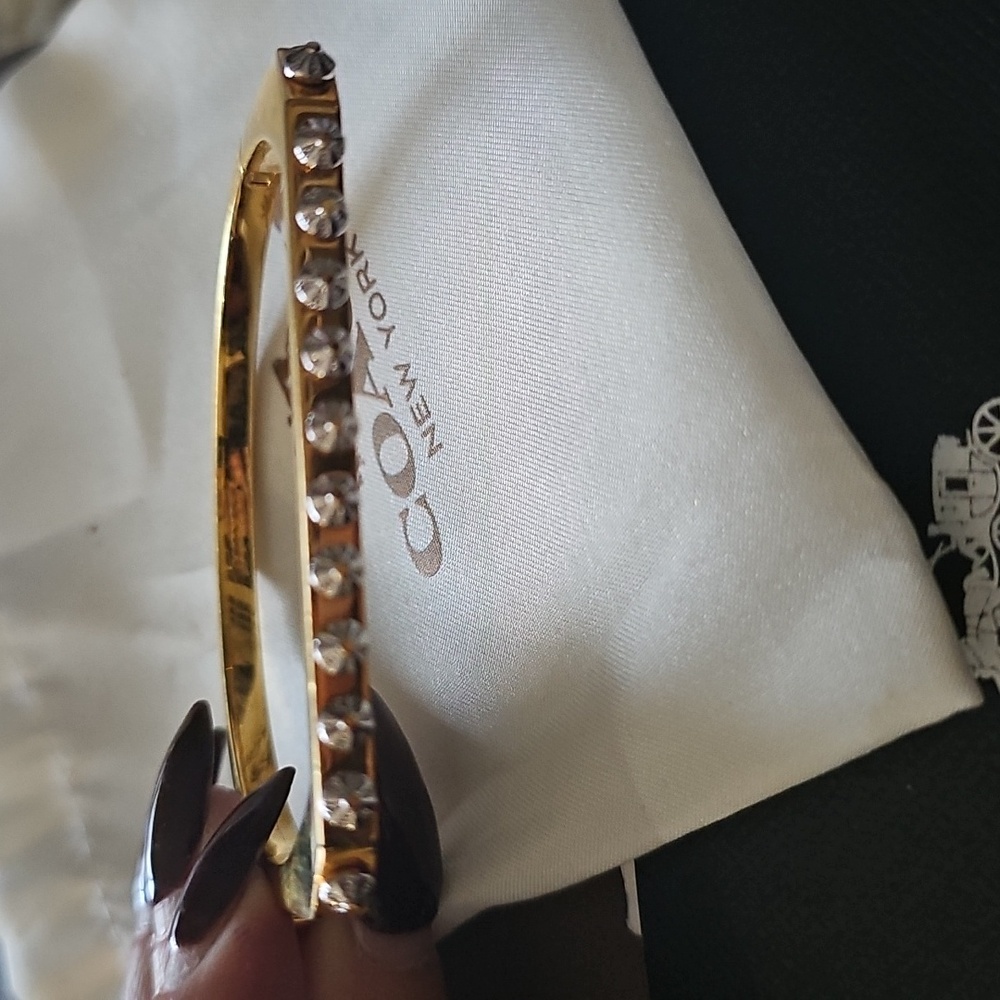 Coach Gold Bangle with Silver Rivets - Picture 5 of 7